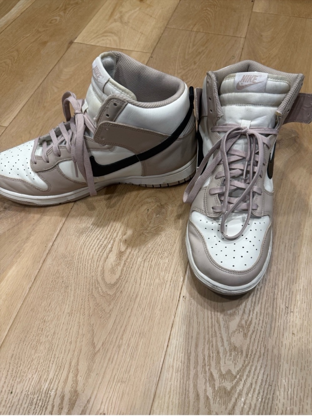 Nike High-Top Sneakers in Soft Pink, White, and Black